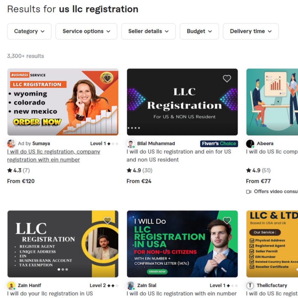 LLC registration on Fiverr