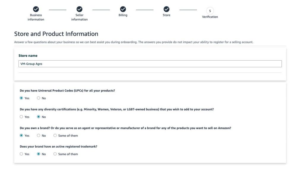 Amazon signup process, screenshot of the process.