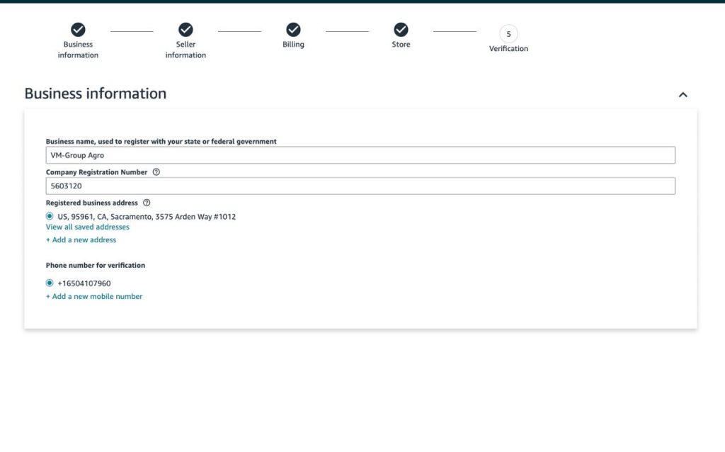 Data as in the documents, screenshot from the process