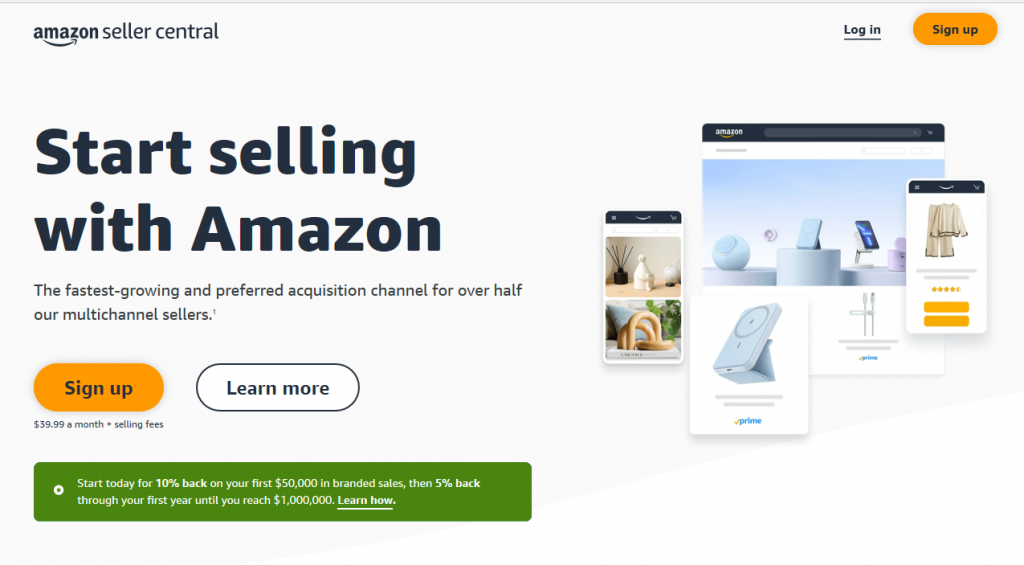 Amazon signup title page