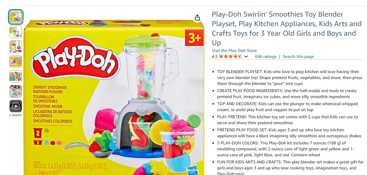 Toy blender listing