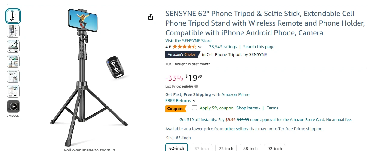 Phone tripod listing