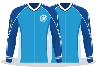 Illustration of two blue jerseys